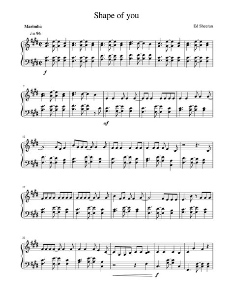 Shape Of You Sheet Music For Piano Download Free In Pdf Or Midi