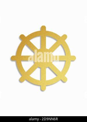 D Golden Buddhism Symbol Wheel Of Dharma Represents Buddha S Teaching