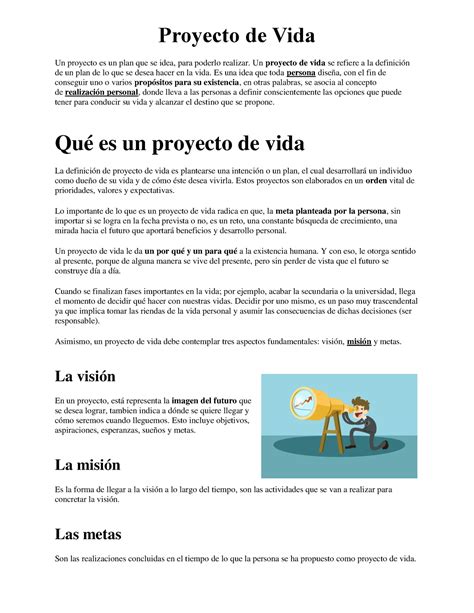 Guia Proyecto De Vida Proyecto De Vida Un Proyecto Es Un Plan Que Se Idea Para Poderlo