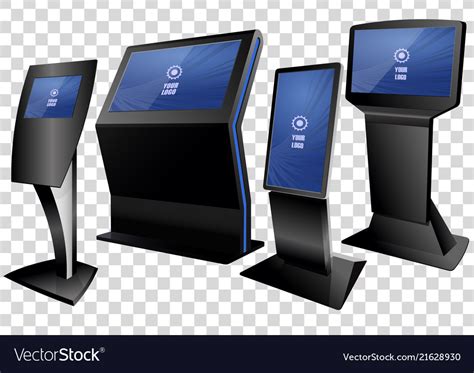 Four Promotional Interactive Information Kiosk Vector Image