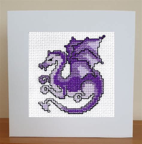 Purple Dragon Cross Stitch Card Kit Designs Etsy