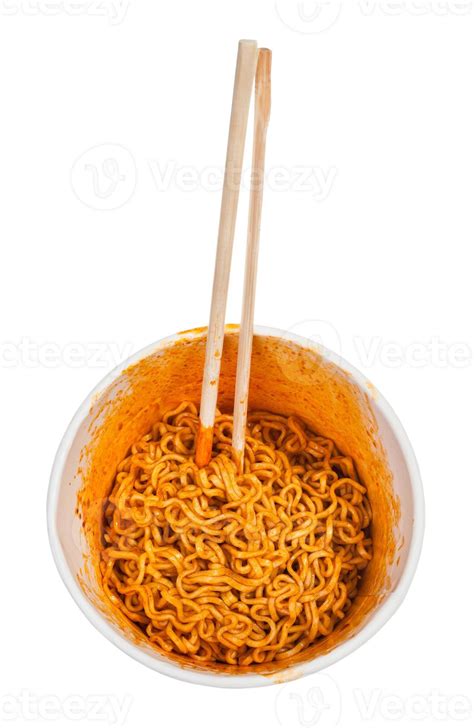 chopsticks in cooked spicy instant noodles 11442909 Stock Photo at Vecteezy