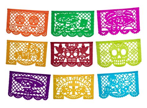 Buy Altar de Ofrendas Dia de los Muertos Mexican Papel Picado Tissue Paper Banner. Colorful Day ...