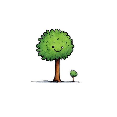 Premium Photo | Cartoon drawing of a tree with a smiling face and a ...