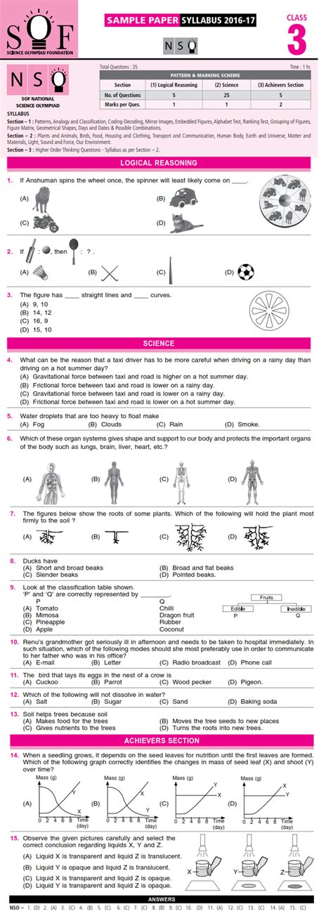 Nco Nso Imo Ieo And Igko 2018 2019 Class 3 First Level Sample Papers Aglasem Schools