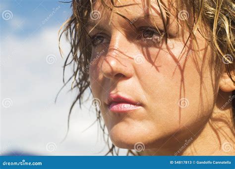 Sultry Blonde Woman Looking Away Stock Image Image Of Posing Gaze 54817813