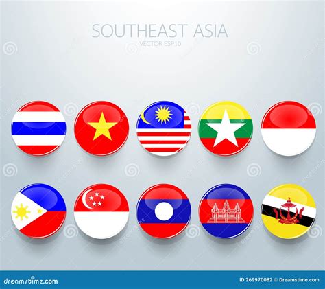 Asia Flag Map Vector Illustration Cartoondealer