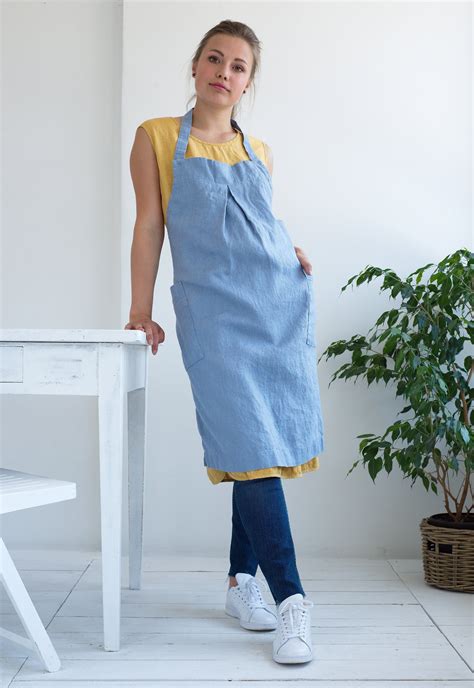 Linen Pinafore Apron Womens Linen Apron Long Linen Apron Etsy