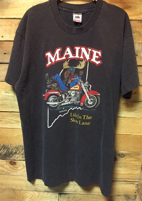 Harley Davidson Maine Moose Life In The Slow Lane Vintage T Shirt