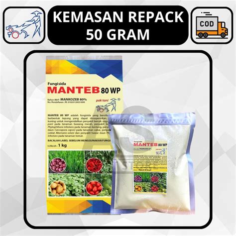 Jual Fungisida MANTEB 80 WP Pak Tani Kemasan Repack 50 Gram Original