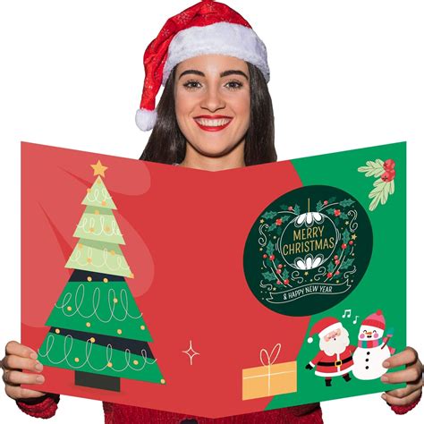 Jumbo Merry Christmas Greeting Cards With Envelopes Giant Holiday