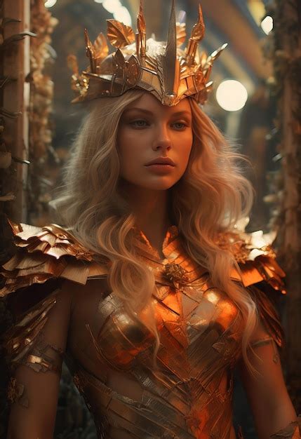 Premium Ai Image A Woman With A Golden Dragon On Her Head