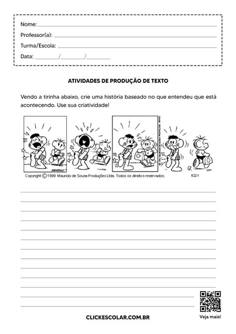 Atividades de Produção de texto para 3º Ano