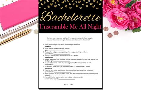 Naughty Word Scramble Bachelorette Party Games