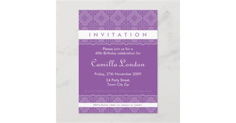 Adult Birthday Invitation Ornately Patterned L1 Zazzle