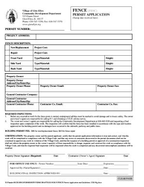 Fillable Online Fence Building Permit Application Fillable