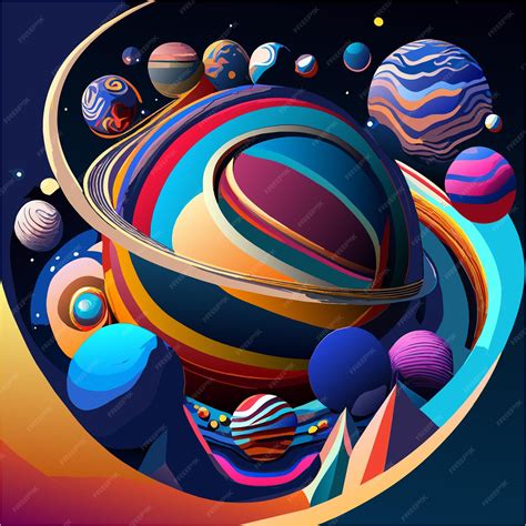 Premium Vector Cosmic Realism Digital Art Of Planets