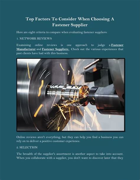 Ppt Top Factors To Consider When Choosing A Fastener Supplier