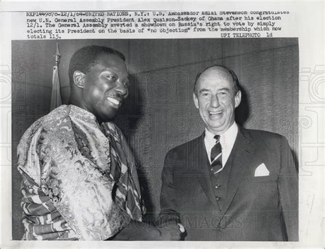 Us Ambassador Adlai Stevenson Alex Quaison Sackey Of Ghana 1964 Vintage