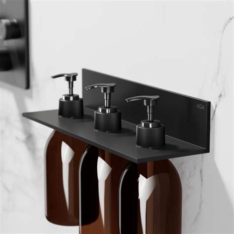 Viverso Aga Design L Shelf With Soap Dispenser Matt Black Soap