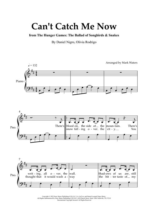 Cant Catch Me Now Arr Mark Waters By Olivia Rodrigo Sheet Music For