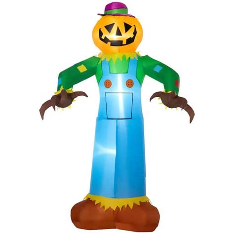 Outsunny 6 Ft Led Animatronic Pumpkin Scarecrow With Open Claws Zombie