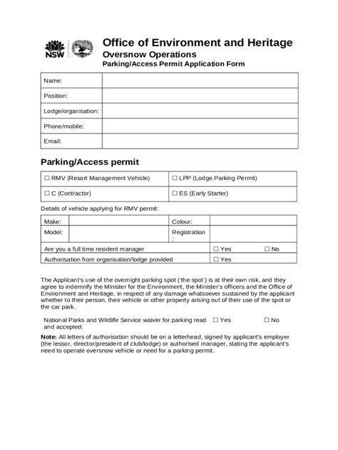 Oversnow Operations Parking Access Permit Application Environment