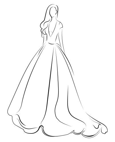 Girl In A Dress Linear Outlines Of Female Vector Image