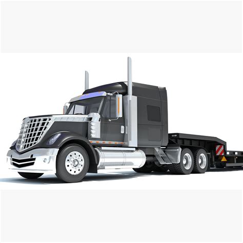 Long Flatbed Semi Truck 3d Model Download Truck On