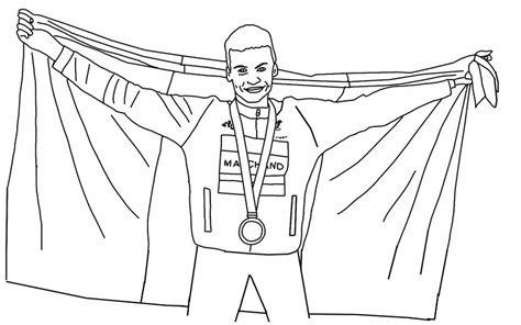 Coloring page French athletes Olympic Games 2024 Léon Marchand 3