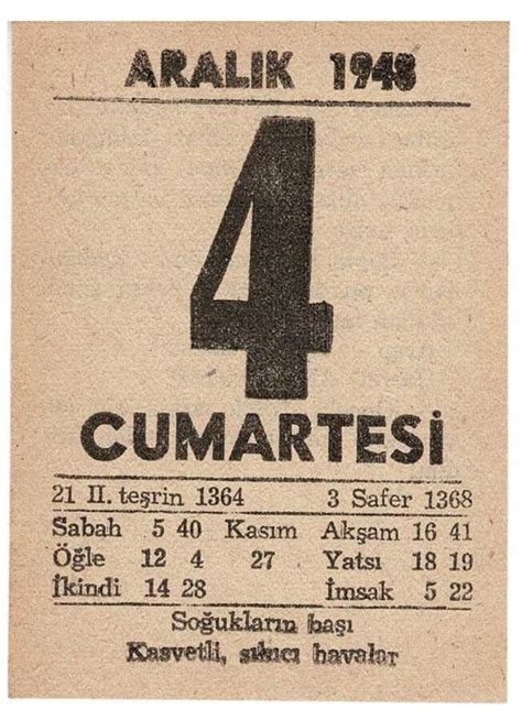 4 Aralık 1948 Takvim Yaprağı EFM824 1941 1950