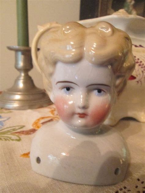 Vintage China Doll Head And Shoulders Blonde Low Brow Doll Etsy