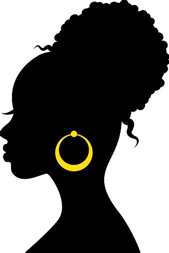 Black Silhouette Of The Head Of An African Woman In Profile Stock ...