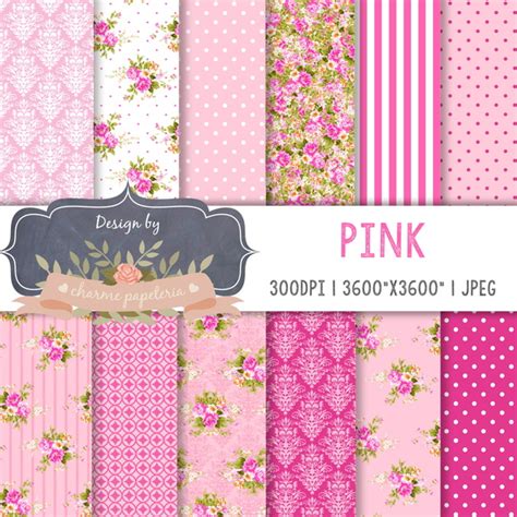 Kit Papel Digital Floral Rosa Pink Elo7 Produtos Especiais