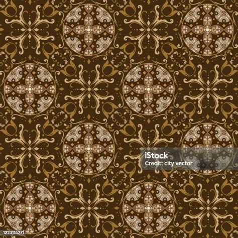 Motif Karya Seni Lingkaran Modern Pada Desain Batik Dengan Desain Warna