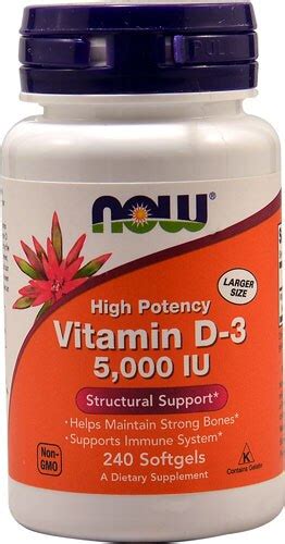 Now Vitamin D 3 5000 Iu 240 Softgels Vitacost