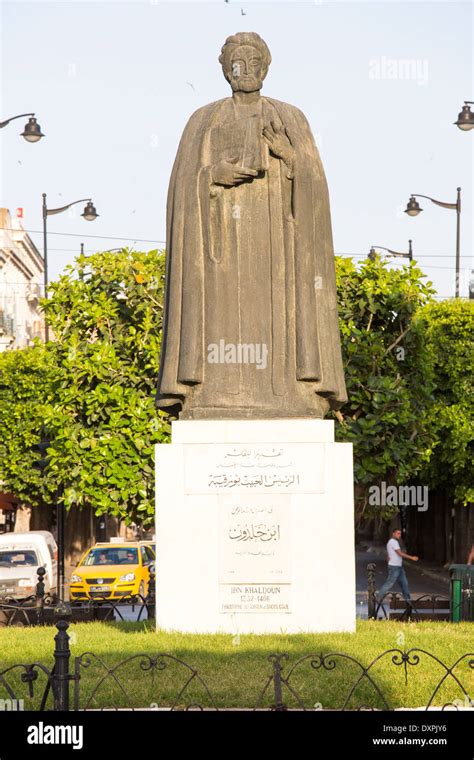 Statue of Philosopher and Historian Ibn Khaldun, Tunis, Tunisia Stock