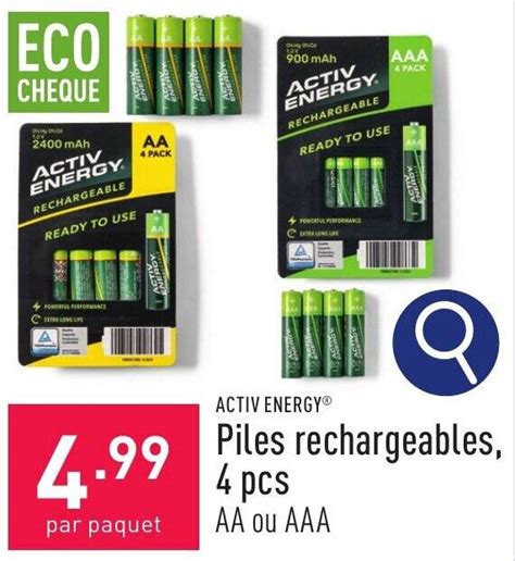 ACTIV ENERGY Piles Rechargeables 4 Pcs Promotie Bij ALDI