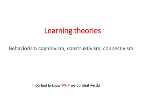 Learning Theories Behaviorism Cognitivism