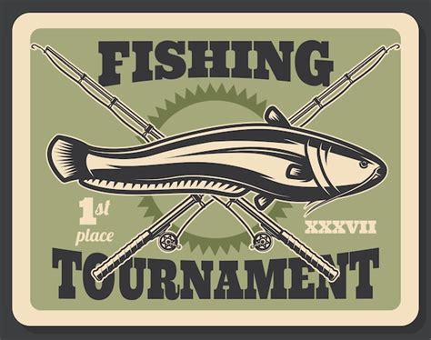 Premium Vector Fishing Tournament Fish And Rods Vector Poster