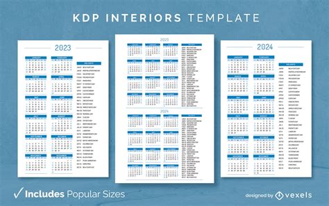 Holidays Calendar Diary Design Template KDP Vector Download