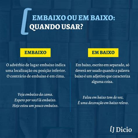 Embaixo e em baixo quando usar Advérbios de lugar Embaixo Adverbio