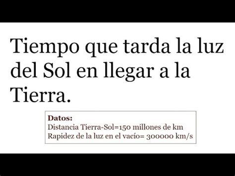 Tiempo Que Tarda La Luz Del Sol En Llegar A La Tierra Movimiento