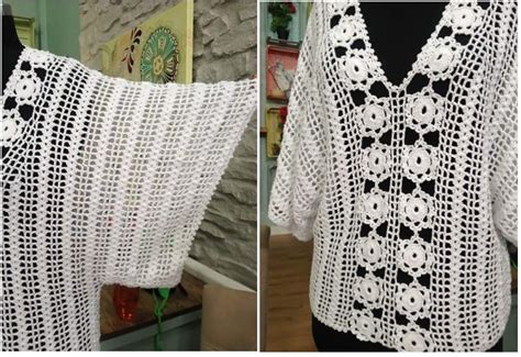 Blusa Blanca De Crochet Con Mangas Murci Lago Ganchilloganchillo