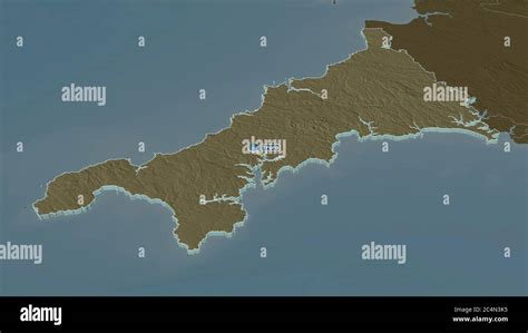 Zoom In On Cornwall Administrative County Of England Extruded