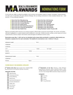 Fillable Online NOMINATIONS FORM Mibiz Fax Email Print PdfFiller