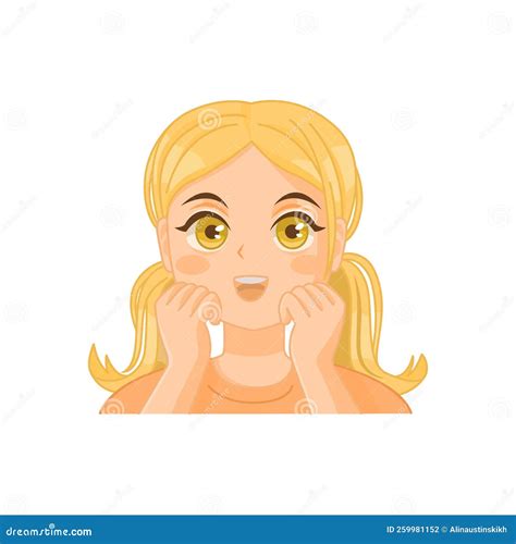 Portrait D une Fille Anime Blonde Joyeuse Illustration de Vecteur Illustration of caractère