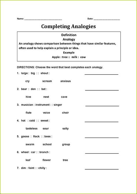 7th Grade Analogy Worksheets With Answers Worksheet Resume Examples