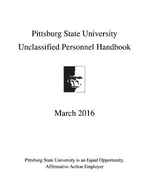 Fillable Online Pittstate Handbook COVER Docx Pittstate Fax Email