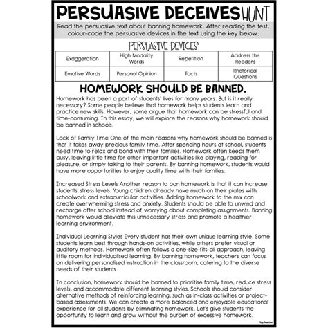 Persuasive Device Hunt Worksheet Top Teacher